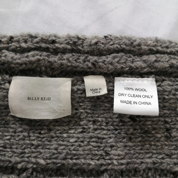 Billy Reid 100% Wool Cable Knit Gray Speckled Chunky Infinity Scarf - Picture 8 of 13